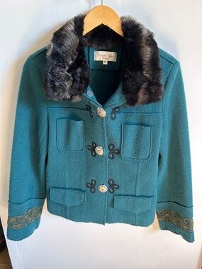 Tasha Polizzi Western jacket featuring a faux fur collar and decorative closures
